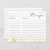 Moderne Golden Bee Brautparty Rezept Karte (Vorne/Hinten)