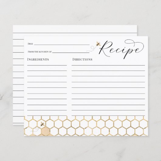 Moderne Golden Bee Brautparty Rezept Karte (Vorne/Hinten)