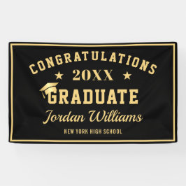 Moderne Golden Black 2024 Graduation Party Banner
