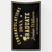 Moderne Golden Black 2024 Graduation Party Banner (Vertikal)