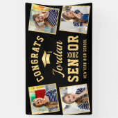 Moderne Golden Black Abschluss Class 2024 FOTO Banner (Vertikal)