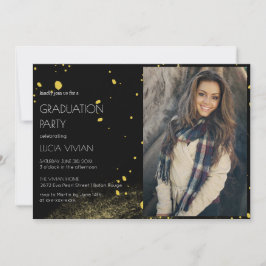 Moderne Golden Black Foto Graduation Party Einladung