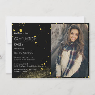 Moderne Golden Black Foto Graduation Party Einladung