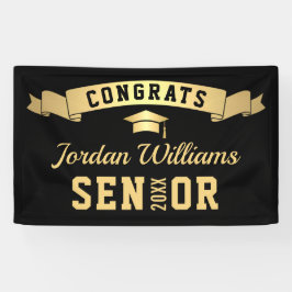 Moderne Golden Black Graduation Party 2024 Banner