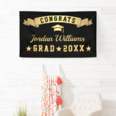 Moderne Golden Black Graduation Party 2024 Banner (Insitu)