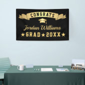 Moderne Golden Black Graduation Party 2024 Banner (Messeveranstaltung)