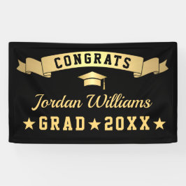 Moderne Golden Black Graduation Party 2024 Banner