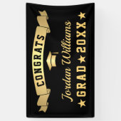Moderne Golden Black Graduation Party 2024 Banner (Vertikal)