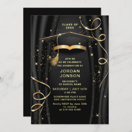 Moderne Golden Black Graduation Party Einladung