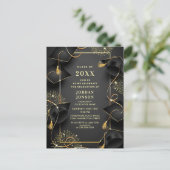 Moderne Golden Black Graduation Party Einladung Postkarte (Stehend Vorderseite)