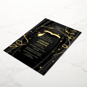 Moderne Golden Black Graduation Party Gold Folieneinladung (Gedreht)