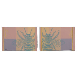Moderne Golden Blue Bee Kissenbezug