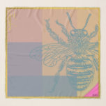 Moderne Golden Blue Bee Schal<br><div class="desc">Die Chic Golden Flying Bee Es ist eine grafische Metapher für Sie erstellt. Sie können den Text mit Ihrem Namen, Ihrem Kundennamen oder einer Phrase personalisieren, die Sie Inspiriere.</div>