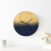 Moderne Golden Blue Pinselstriche Große Wanduhr (Zuhause)