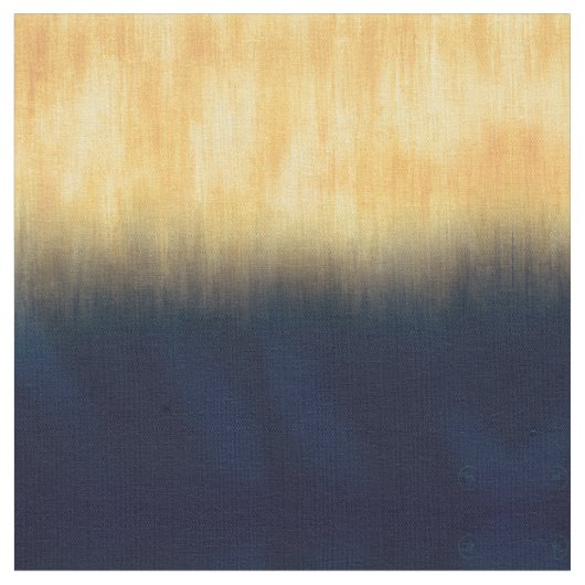 Moderne Golden Blue Pinselstriche Stoff (Nahaufnahme)