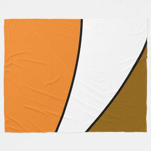 Moderne Golden Brown Bright Orange Weiße Kurven Fleecedecke (Vorderseite (Horizontal))