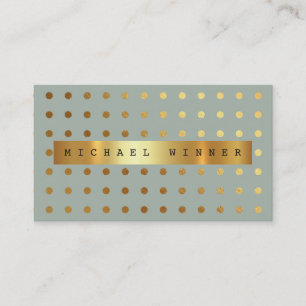 Moderne Golden Dots Mint Pastel Vip Golden Foil Visitenkarte