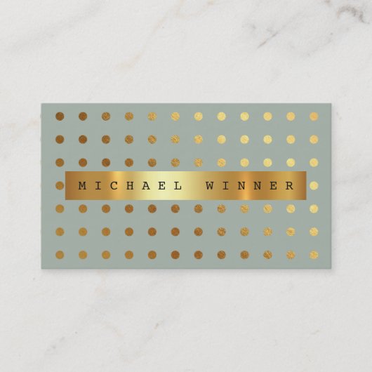 Moderne Golden Dots Mint Pastel Vip Golden Foil Visitenkarte (Vorderseite)