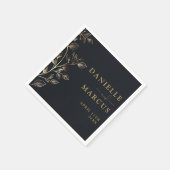 Moderne Golden Floral Chic Hochzeit Napkin Serviette (Ecke)