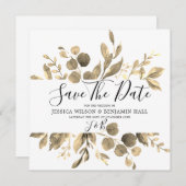 Moderne Golden Garden Blätter Hochzeit Save The Date (Vorne/Hinten)
