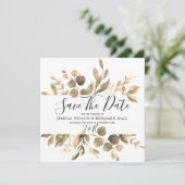 Moderne Golden Garden Blätter Hochzeit Save The Date (Stehend Vorderseite)