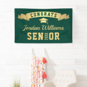 Moderne Golden Green Graduation Party 2024 Banner (Insitu)