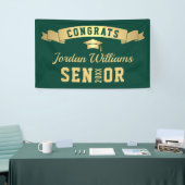Moderne Golden Green Graduation Party 2024 Banner (Messeveranstaltung)
