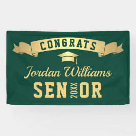Moderne Golden Green Graduation Party 2024 Banner