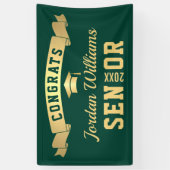Moderne Golden Green Graduation Party 2024 Banner (Vertikal)