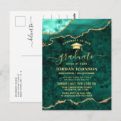 Moderne Golden Green Graduation Party Einladung Postkarte (Vorne/Hinten)