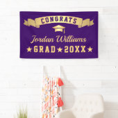 Moderne Golden Lila Graduation Party 2024 Banner (Insitu)