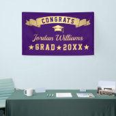 Moderne Golden Lila Graduation Party 2024 Banner (Messeveranstaltung)