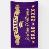 Moderne Golden Lila Graduation Party 2024 Banner (Vertikal)