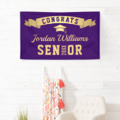 Moderne Golden Lila Graduation Party 2024 Banner (Insitu)
