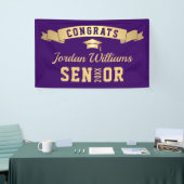 Moderne Golden Lila Graduation Party 2024 Banner (Messeveranstaltung)