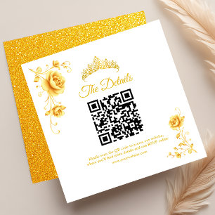 Moderne Golden Minimalistisch Quinceanera QR UAWG Begleitkarte