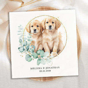 Moderne Golden Retriever Custom Pet Dog Wedding Serviette
