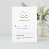 Moderne Golden Rings Wedding RSVP Antwortkarte Begleitkarte (Stehend Vorderseite)