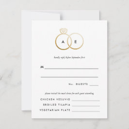 Moderne Golden Rings Wedding RSVP Antwortkarte Karte