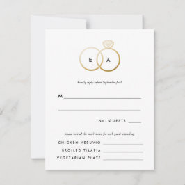 Moderne Golden Rings Wedding RSVP Antwortkarte Karte