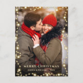 Moderne Golden String Light FOTO Weihnachten Postkarte (Vorderseite)