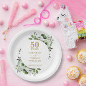 Moderne goldene 50. Hochzeitsjubiläum Pappteller (Party)