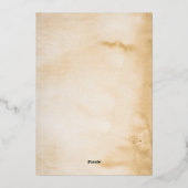 Moderne Goldene Abstrakte Wasserfarbenhochzeit Folieneinladung (Rückseite)