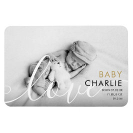 Moderne goldene Baby-Geburtsanzeige mit Foto Magnet