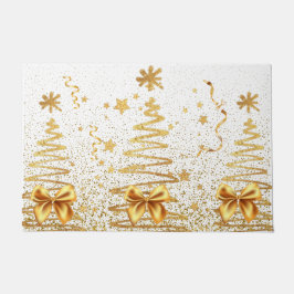 Moderne goldene Bäume glänzen Glanz Weihnachten we Fußmatte
