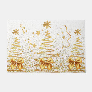 Moderne goldene Bäume glänzen Glanz Weihnachten we Fußmatte