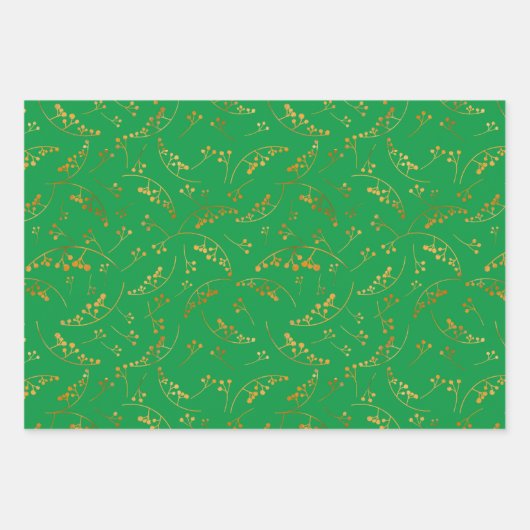 Moderne goldene Beeren mit farbigen Hintergründen Geschenkpapier Set (Vorderseite 3)