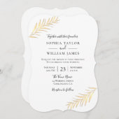 Moderne goldene Blätter Alle Jahreszeiten Hochzeit Einladung (Vorne/Hinten)