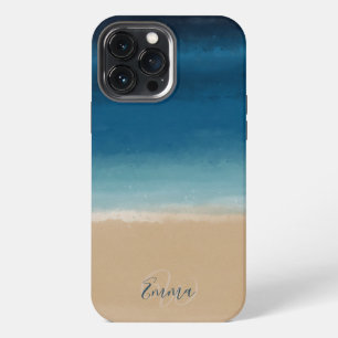 Moderne Goldene Blaue Aquarell-Abstraktmalerei iPhone 13 Pro Max Hülle