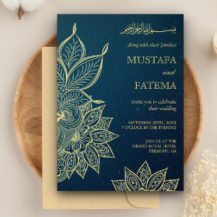 Moderne goldene blaue Galaxie Henna islamische Hoc Einladung